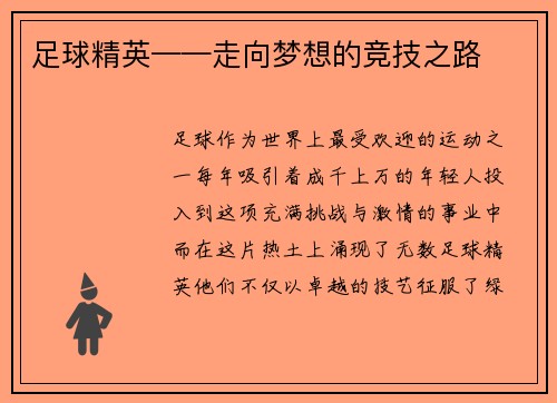足球精英——走向梦想的竞技之路